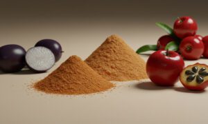 How do processing methods influence bioactive compounds in fruit powders?